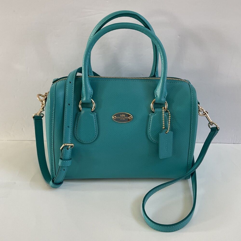 Coach Mini Bennett Satchel In Crossgrain Leather Crossbody Cadet Blue F33329 - Picture 1 of 10